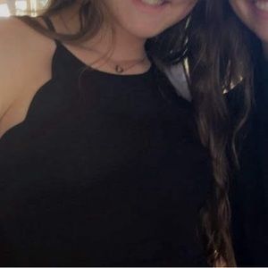 Black Scalloped Halter Neck Dress from Impeccable Pig, Size M